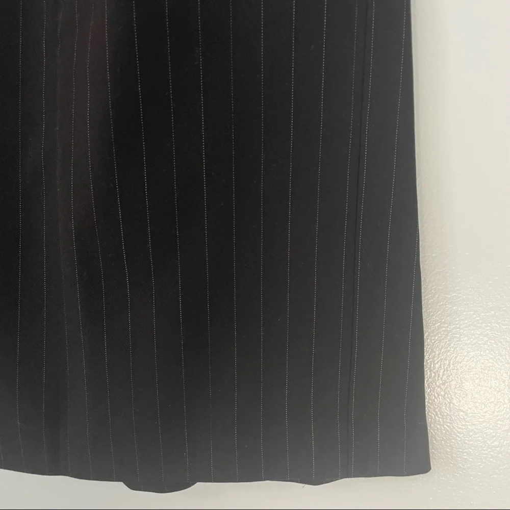 Ann Taylor Loft Wool Black Pinstripe A-line Midi Skirt